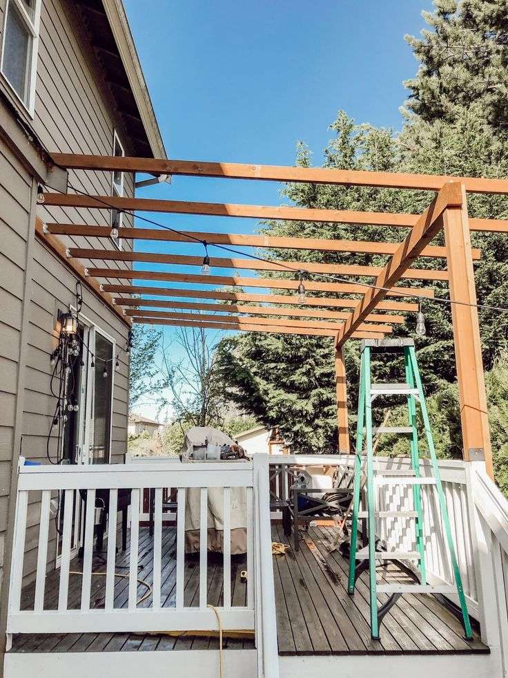 DIY Clear Corrugated Covered Pergola Attached to the House and an ...