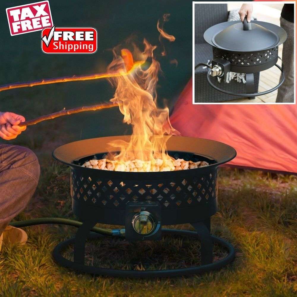 Steel Portable Propane Fire Pit Outdoor Burner Bowl Fireplace Pumice ...