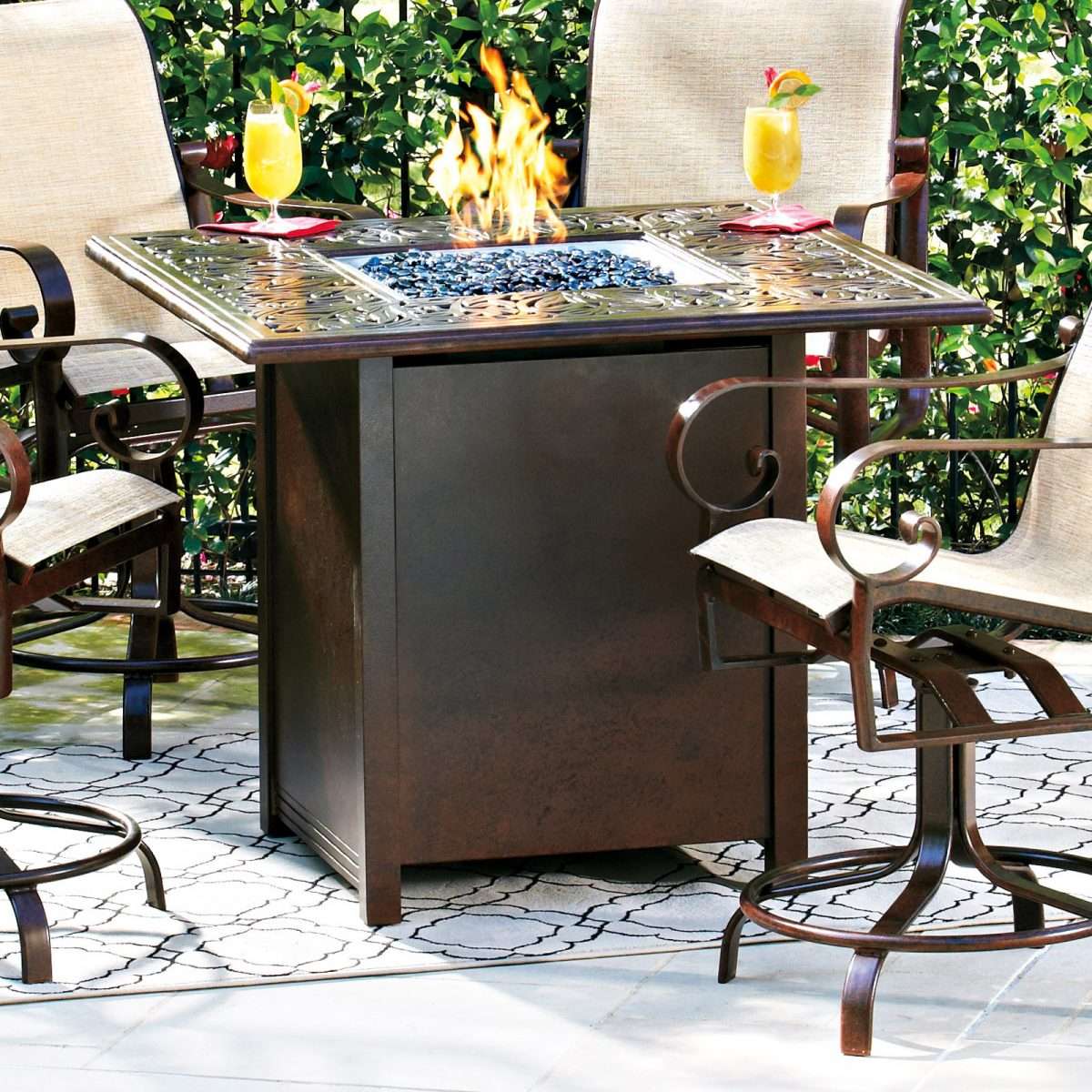 Woodard Napa 42 in. Square Pub Height Fire Pit Table