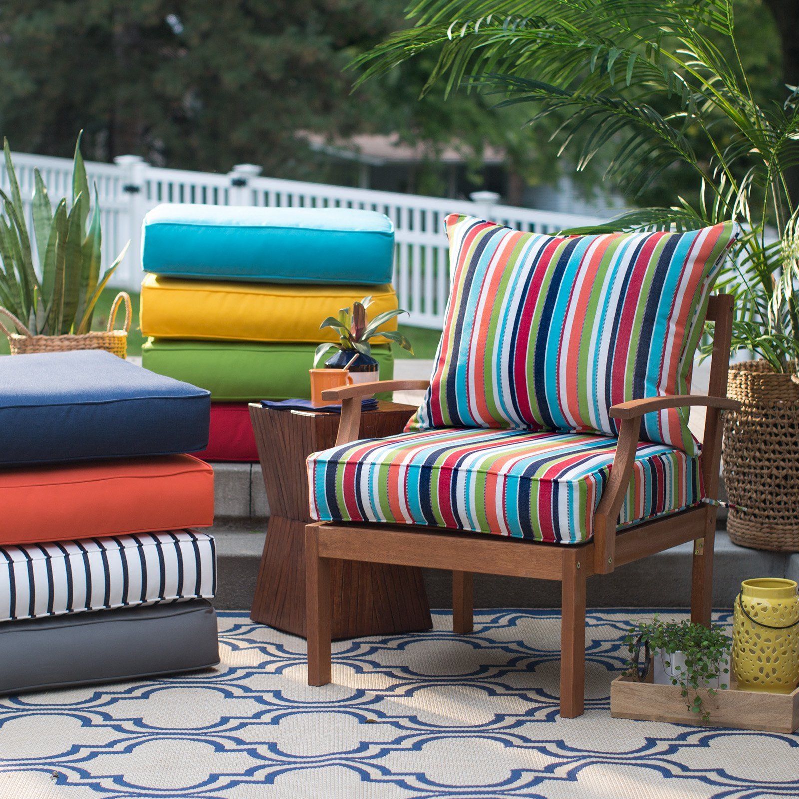 25"  Premium Sunbrella Fabric Outdoor Deep Seat Cushion Set For Patio ...