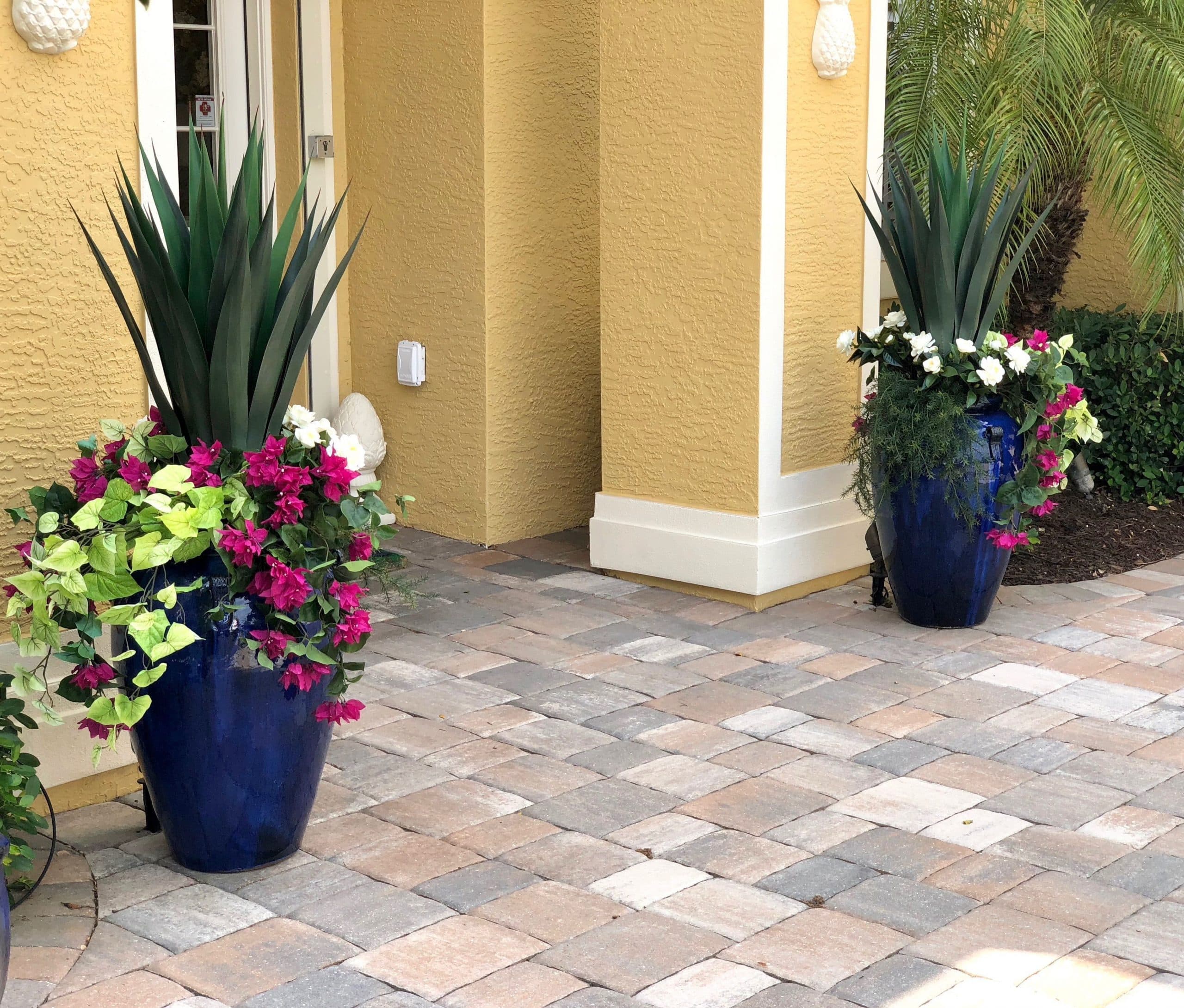 A closer look at the Florida entryway plantings. These arrangements can ...