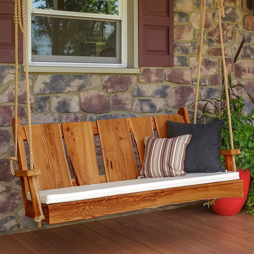 A& L Furniture Co. Blue Mountain Live Edge Timberland Rustic Porch Swing ...