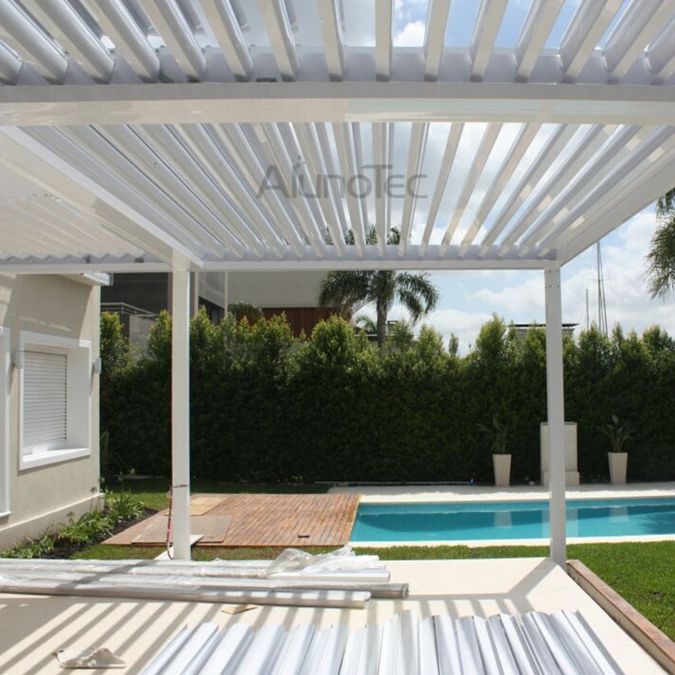 Aluminum Outdoor Pergola Covers attached to house with Side blinds ...