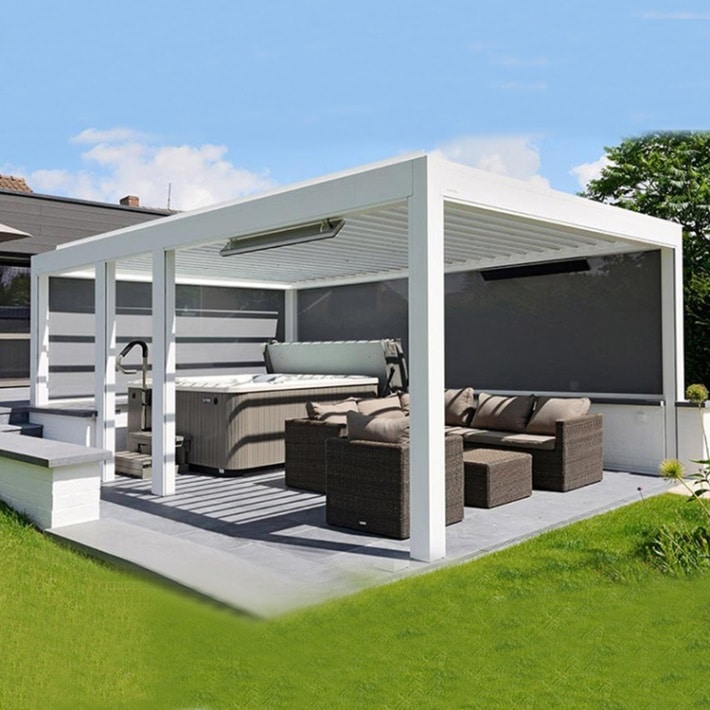 Automatic building garden aluminium louvre roof system bioclimatic ...