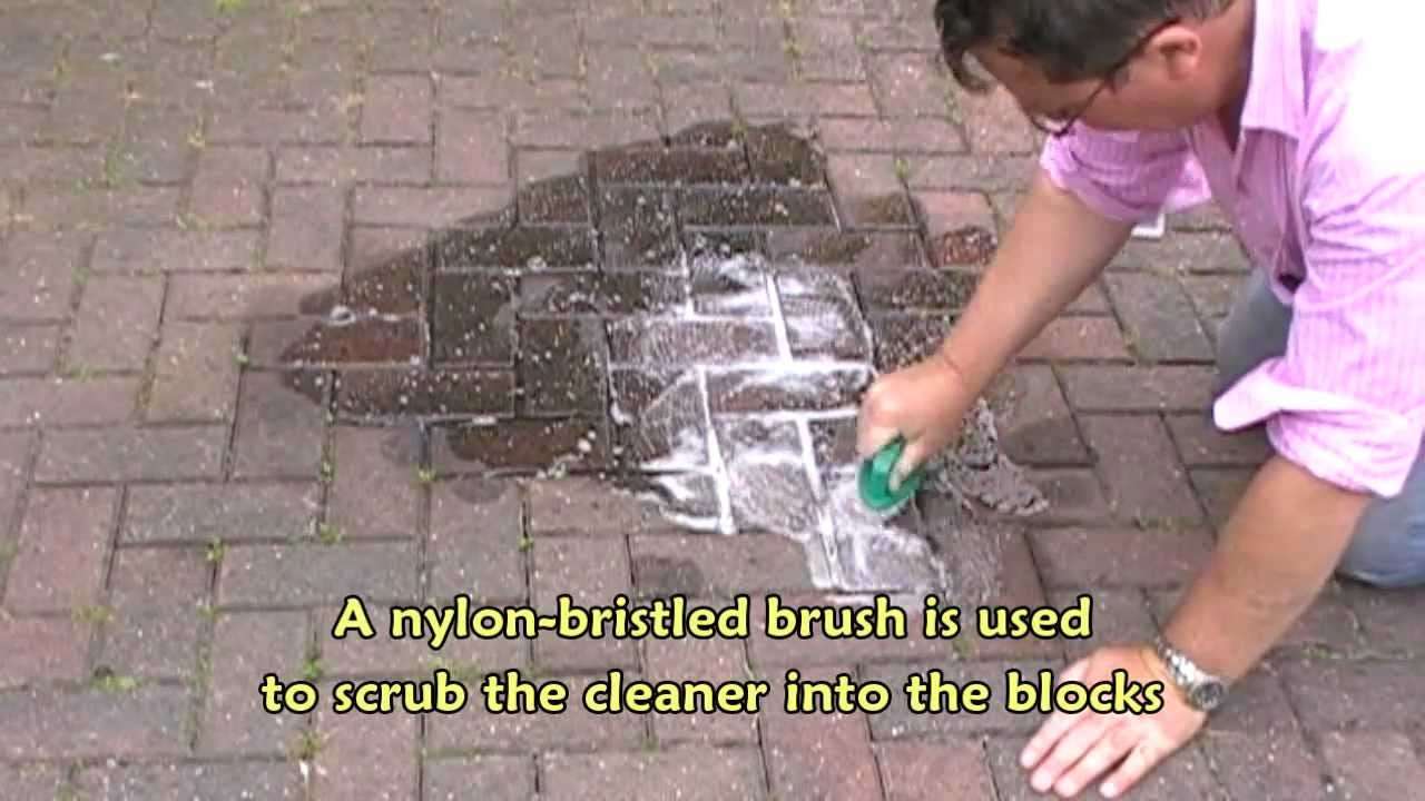 Cleaning oil stains from block paving