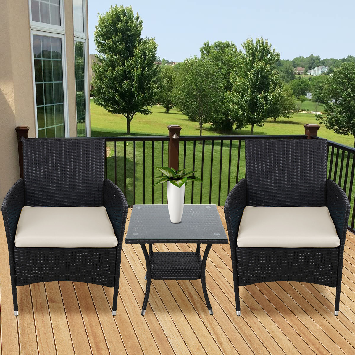 Clearance! Patio Table and Chairs, 3 Pieces Wicker Patio Furniture Sets ...