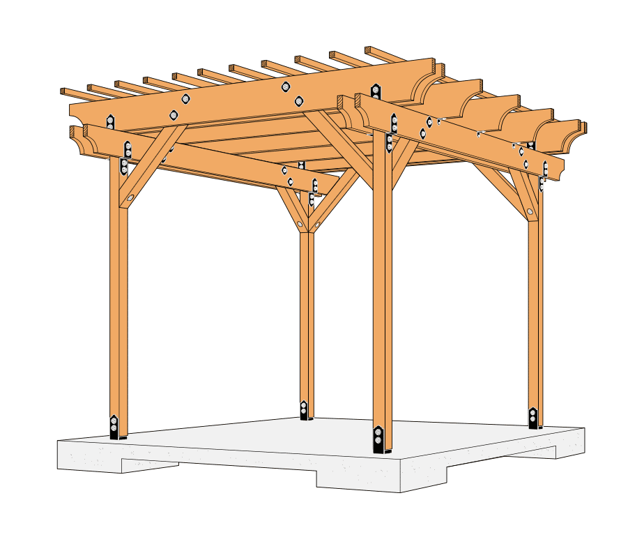 Free 10x10 Pergola Plans featuring Simpson Strong Tie