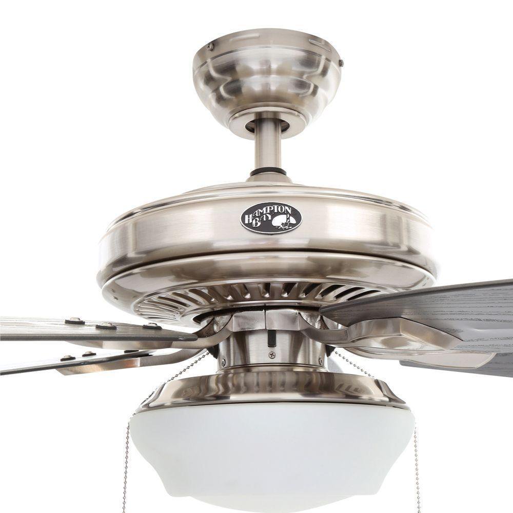 Hampton Bay Gazebo 52 in. LED Indoor/Outdoor Brushed Nickel Ceiling Fan ...