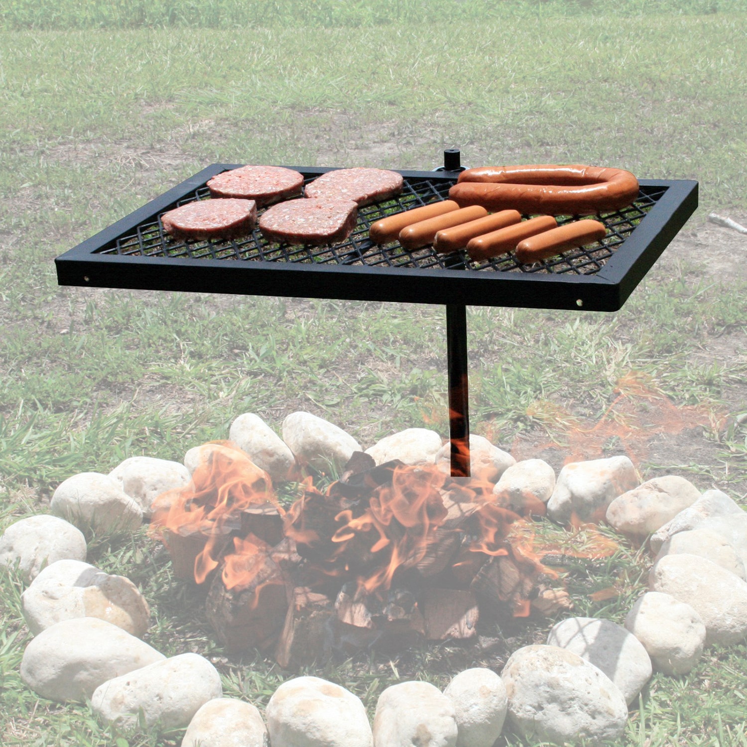 Heavy Duty Steel Swivel Grill Camping BBQ Camp Fire Pit Outdoor Cooking ...