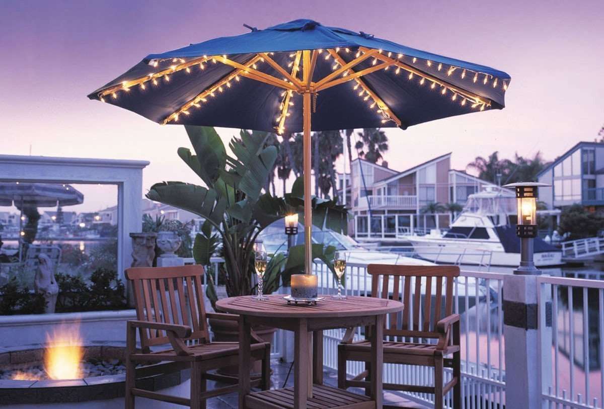 How To Put Lights On A Patio Umbrella, How To Hang Lights On Outdoor Umbrella