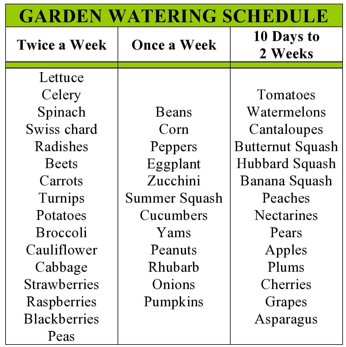 my family prepared: Garden Watering Schedule