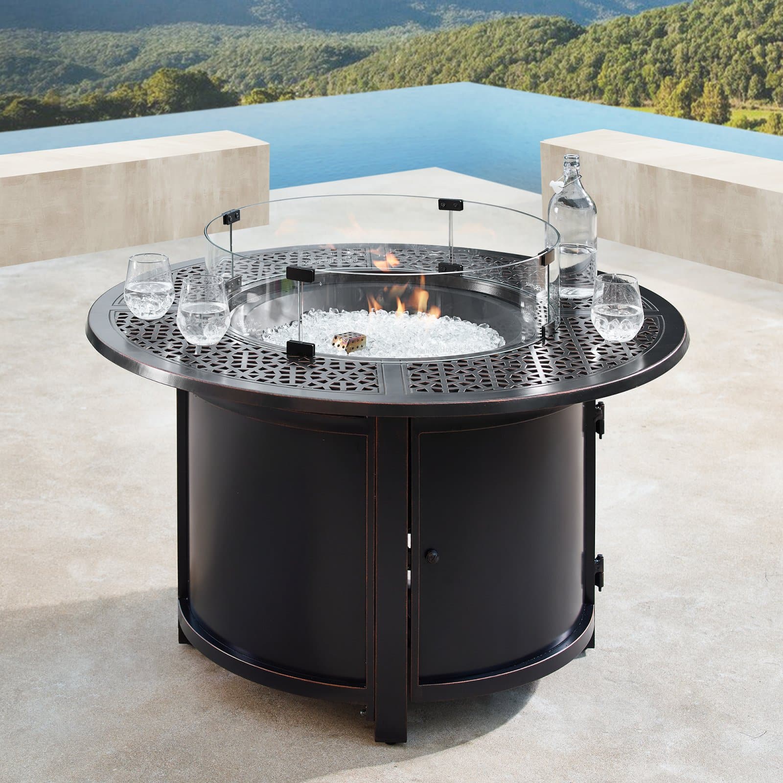 Oakland Living Dubai 44 in. Round Propane Fire Pit Table