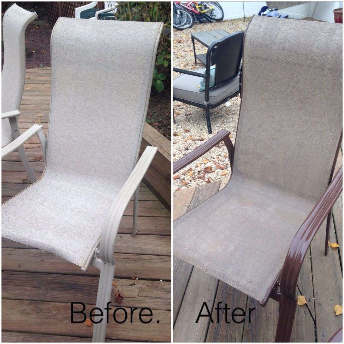 Old patio furniture ...no problem ! Spray paint fabric ...