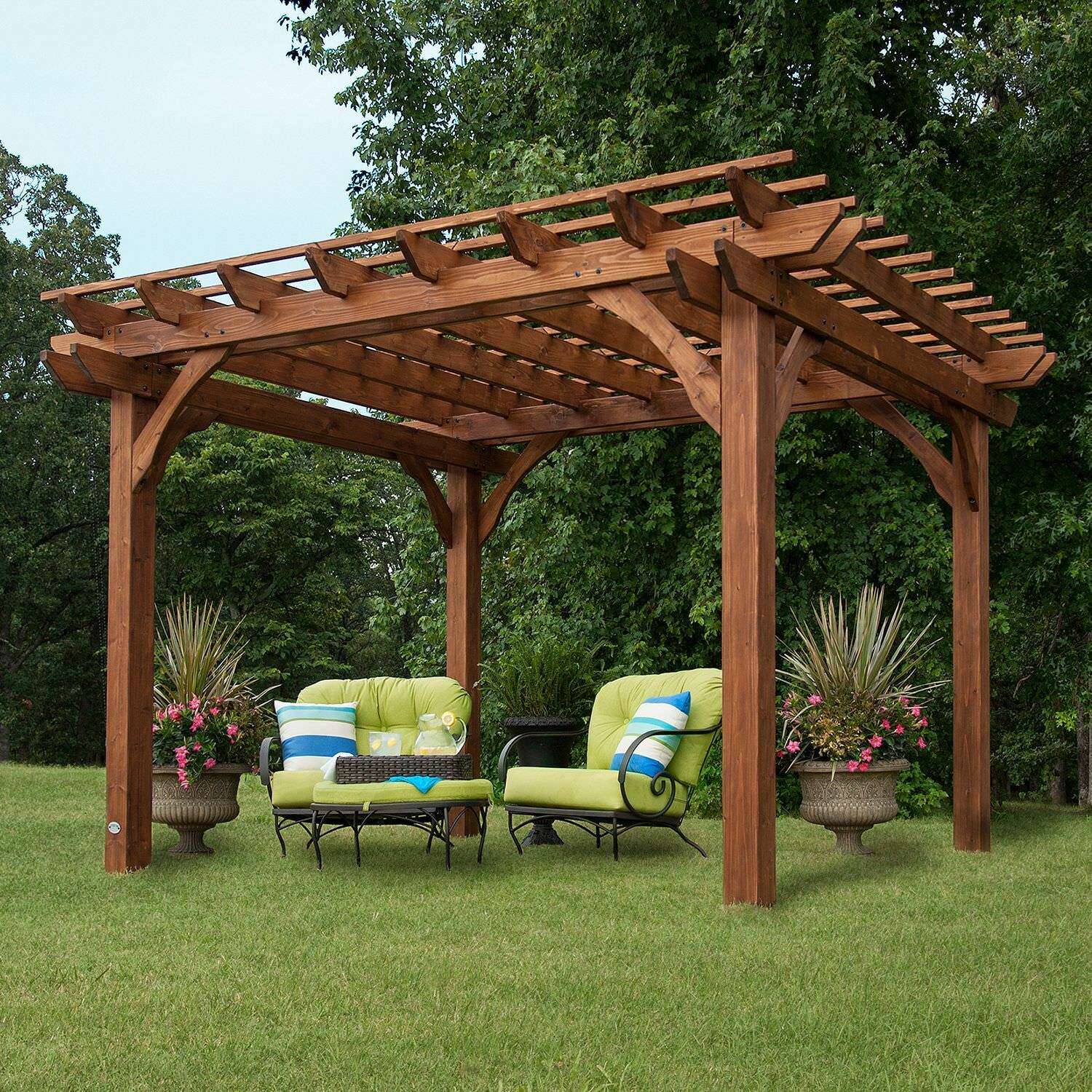 Outdoor Cedar Pergola Kit Wood Patio Structure Garden ...