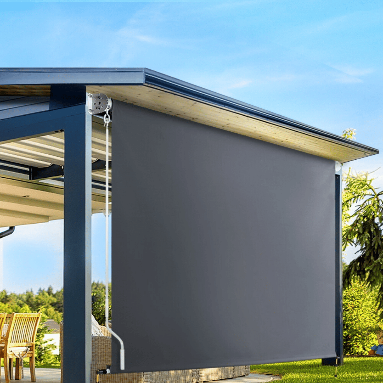 Outdoor Shade Retractable Blind Awning Canopy Roll Down Window Screen ...