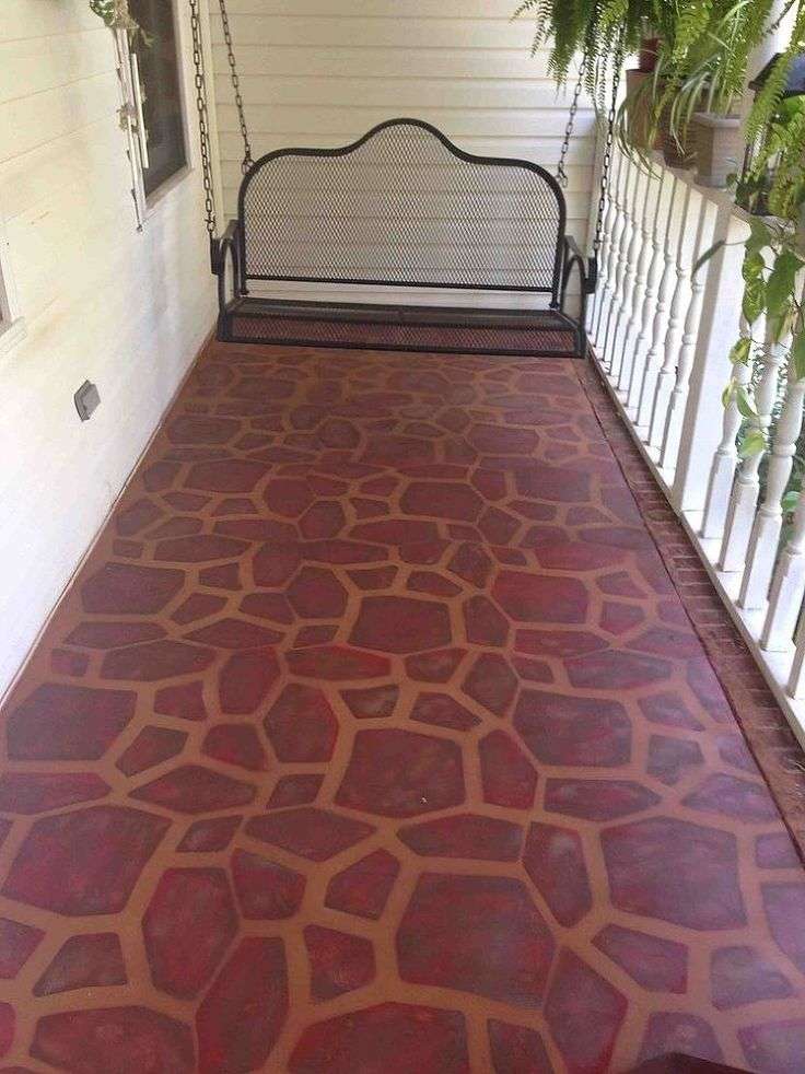 Painted Concrete Porch With a Stone Stencil