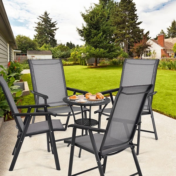Set of 4 Patio Folding Chairs Camping Deck Dining Chair
