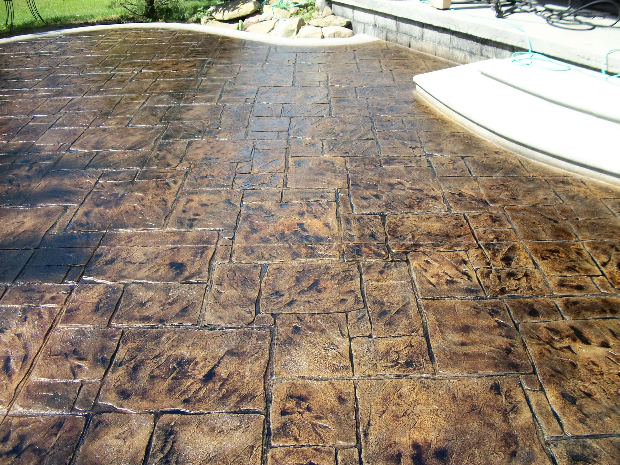 Stamped and stained concrete patio