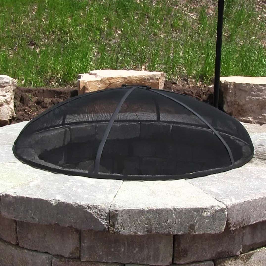 Sunnydaze Outdoor Fire Pit Spark Screen Cover, Round Heavy