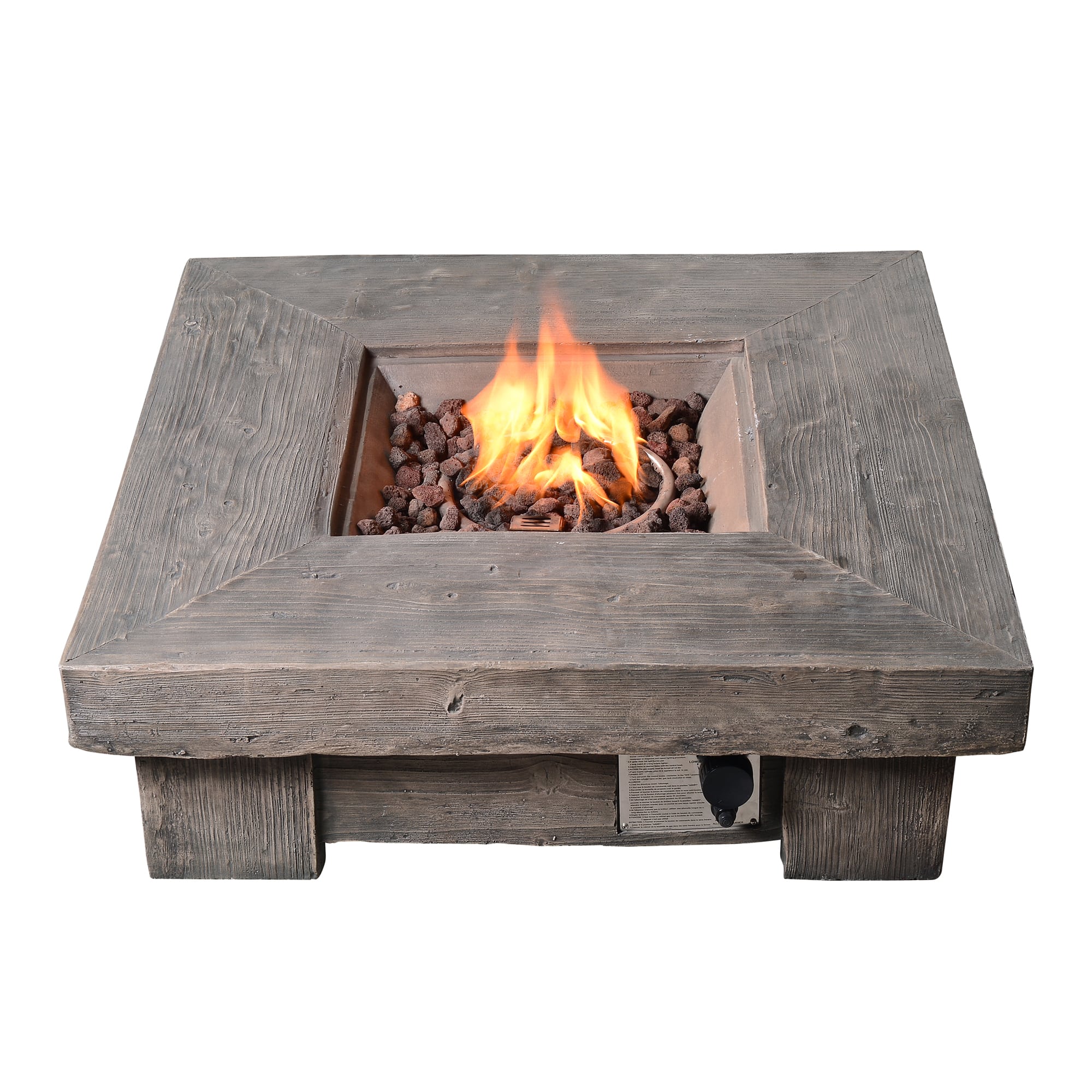 Teamson Home 35"  Outdoor Square Wood Look Propane Gas Fire Pit ...
