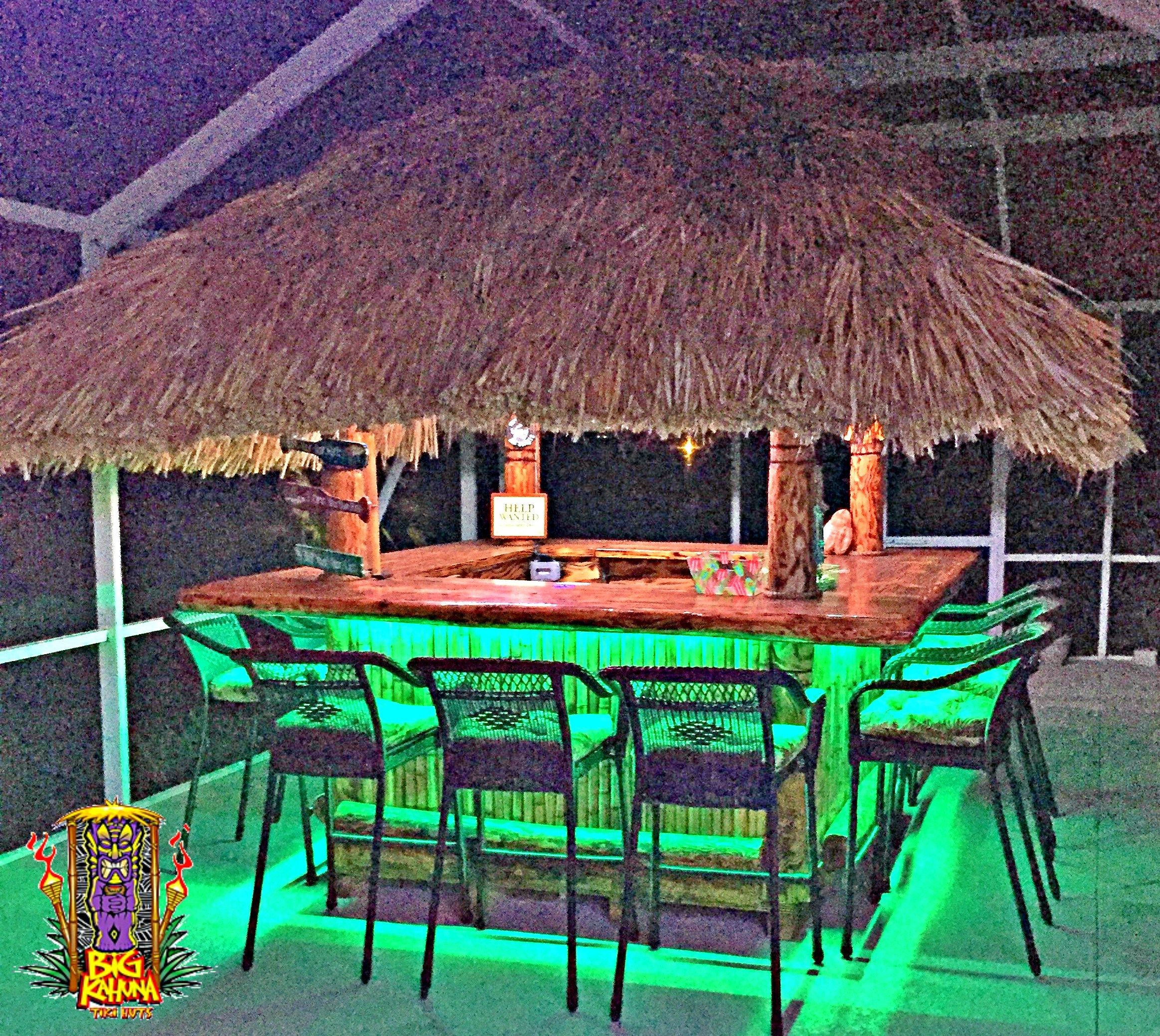 Tiki Hut Bar on Lanai with LED lighting
