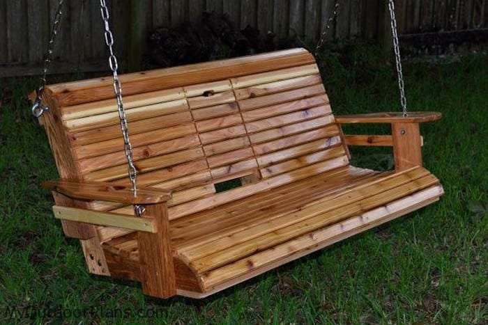 Unwind in your yard with a DIY wood porch swing with cup ...