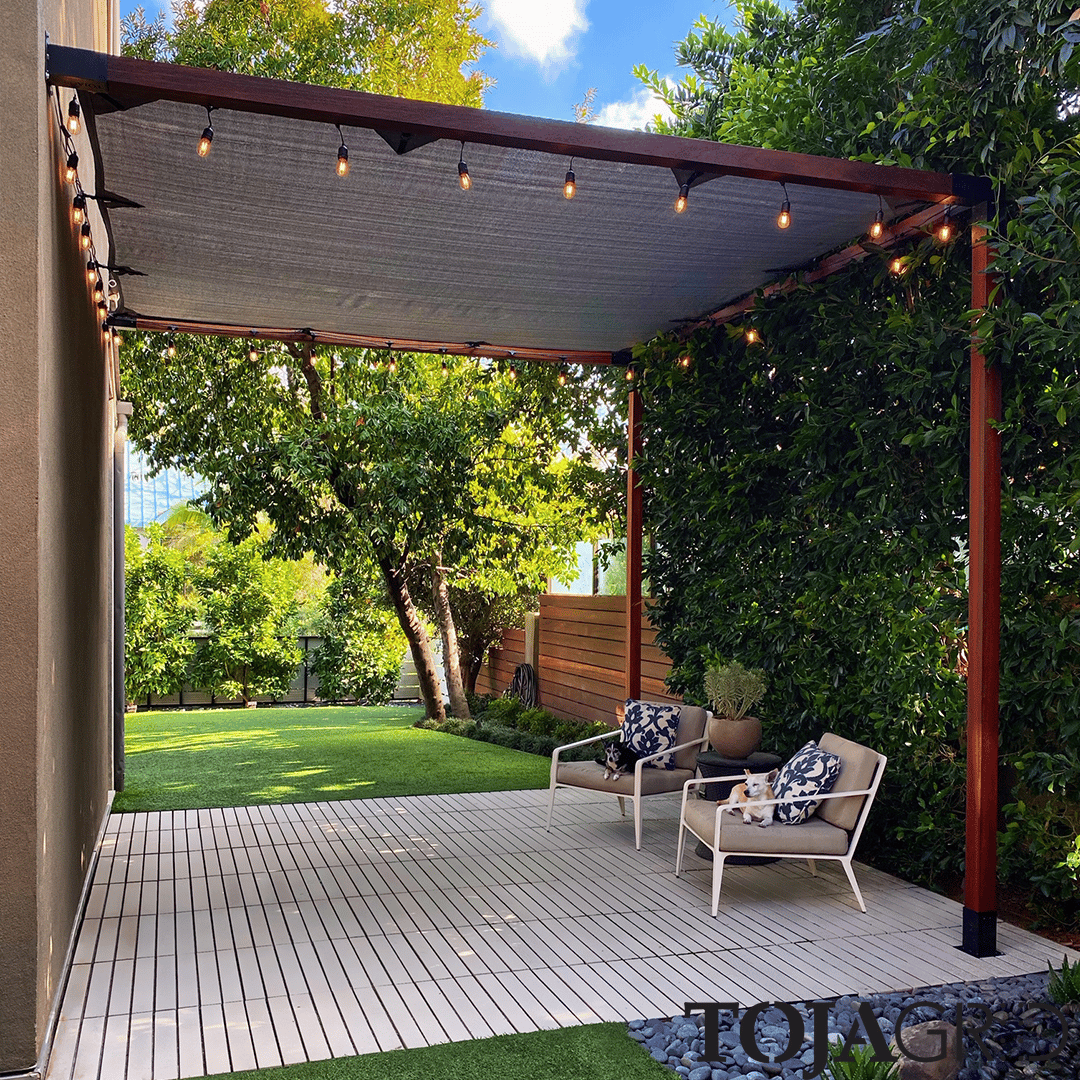 Wall Mount Pergola Kit with SHADE SAIL for 4x4 Wood Posts