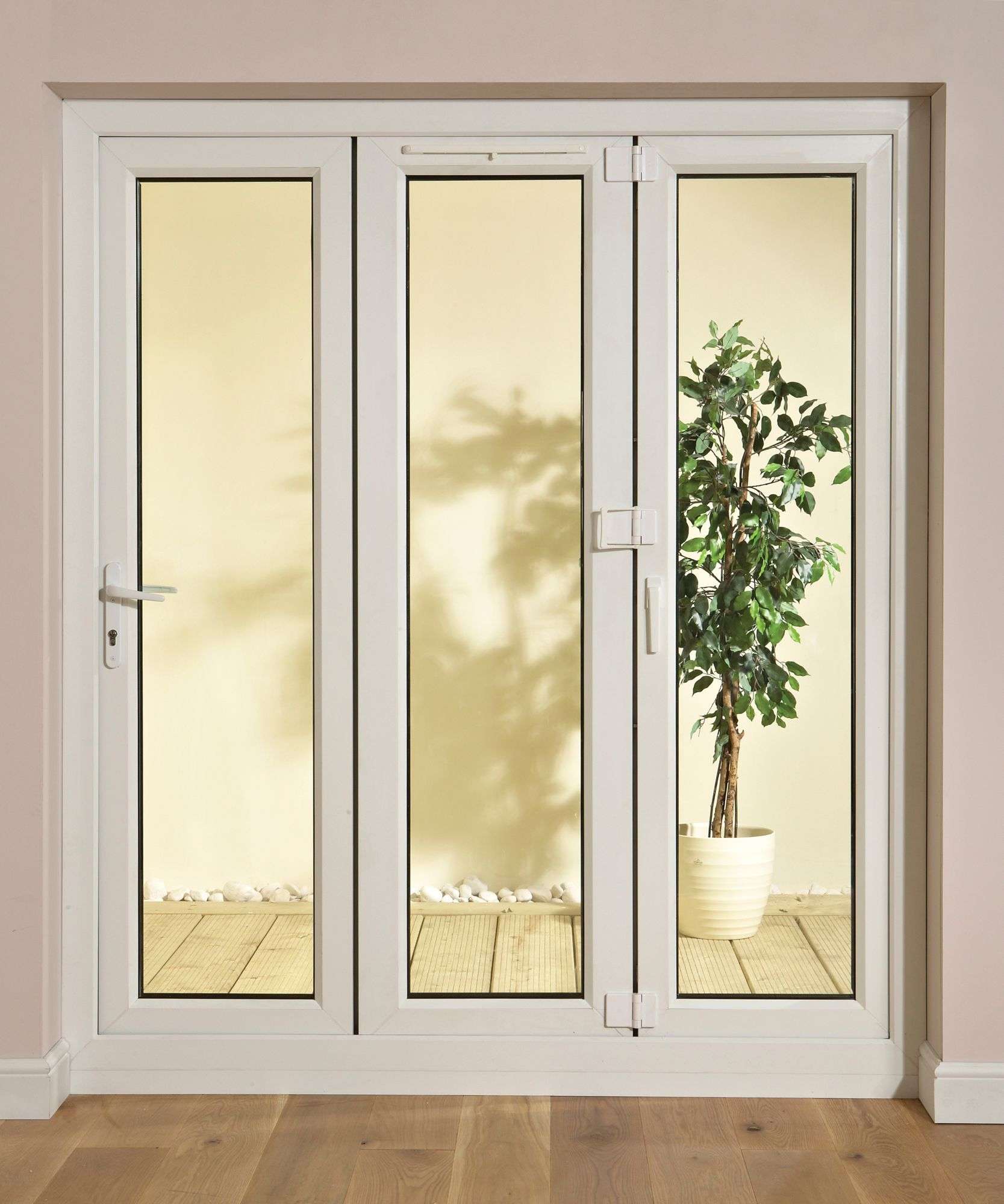 White PVCu Glazed Folding Patio door & frame, (H)2009mm (W ...